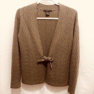 Marconi Women’s Cashmere Cardigan Sweater, Sz M, Brown,100% Cashmere, Open Front